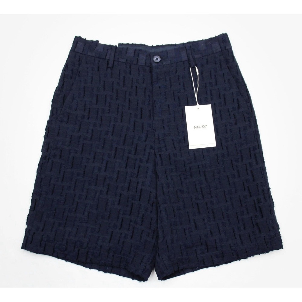 NN07 Paw 5025 Shorts Mens Size 32 Regular Fit Solid Navy Blue Textured